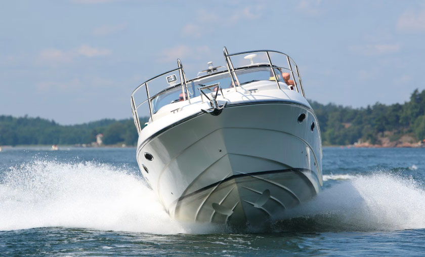 Speed boat on water